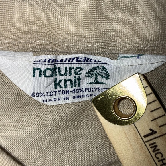 Vintage Nature Knit Polo Shirt Mens Tall XL Khaki Pocket Flap Short Sleeve Retro - Picture 6 of 8